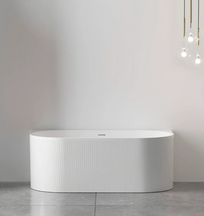 Attica Noosa 1700x800x580 Matte White Freestanding Bath with Overflow