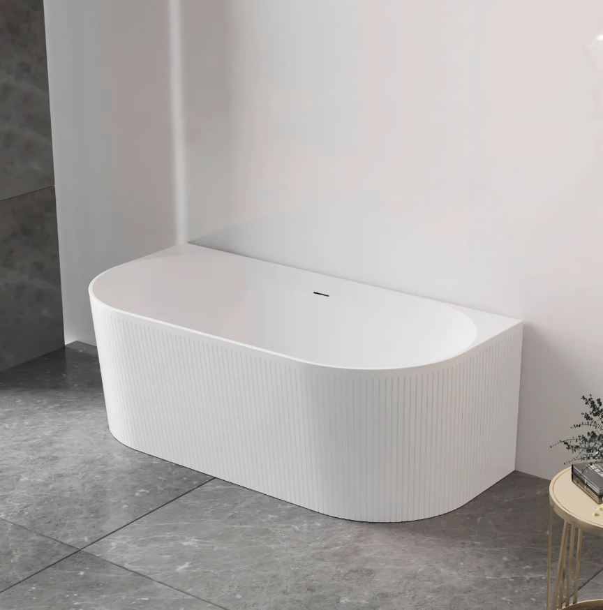 Attica Noosa 1700x800x580 Matte White Freestanding Bath with Overflow
