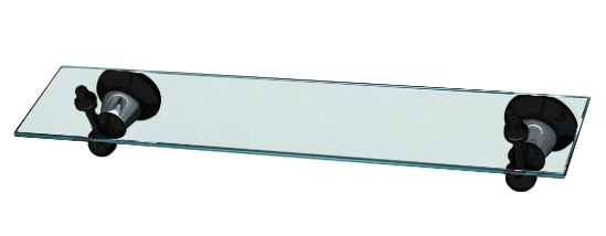 Noosa Glass Shelf   - Matte Black and Chrome
