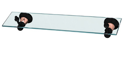 Noosa Glass Shelf   - Matte Black and Rose Gold