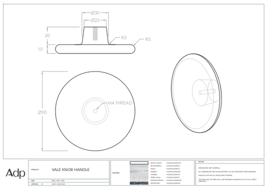 Vale Knob 90mm Terra Italia