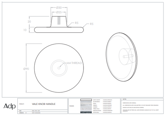 Vale Knob 90mm Nimbus