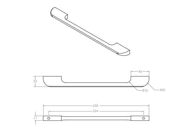 Plus Handle 224 cc Chrome