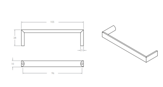 Flat D Handle 96 cc Chrome