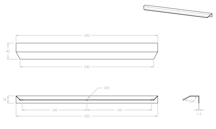 Blaze Handle 350mm Matt Black