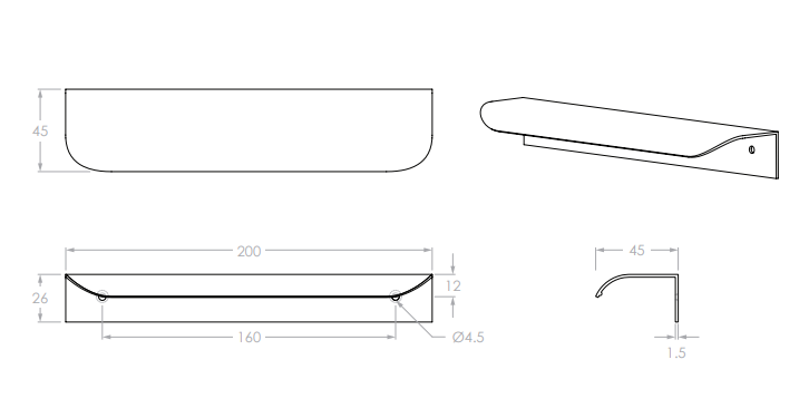 Aria Handle 200mm Matte Black