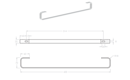 Teorema Chrome Towel Bar 600
