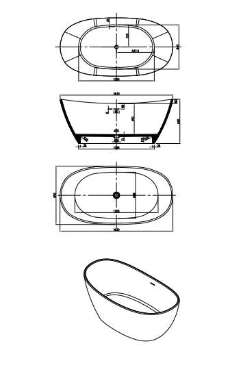 1630mm Pietra Bianca - Maria Freestanding Bathtub