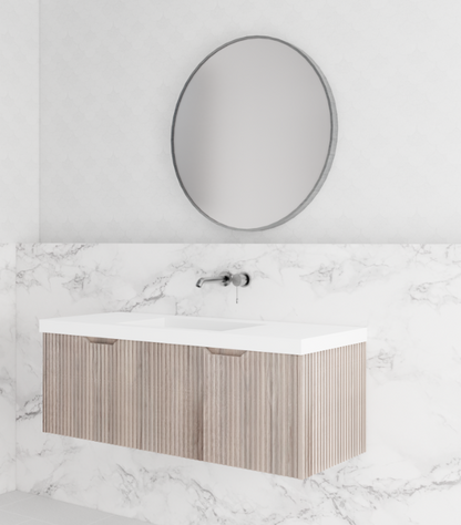 1200mm Vienna *White oak          * Fluted style          * 1 tier                 2 Drawers                      * Wall Hung