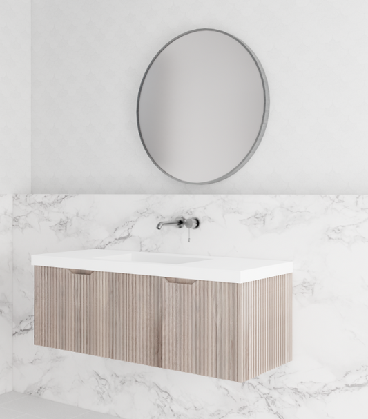 1200mm Vienna *White oak          * Fluted style          * 1 tier                 2 Drawers                      * Wall Hung