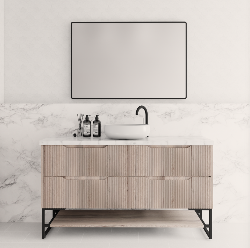 1500mm * White oak           * Fluted style          *  2 tiers                 4 Drawers                      * Freestanding