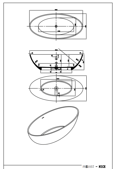 1800mm Pietra Bianca - Nice Freestanding Bathtub