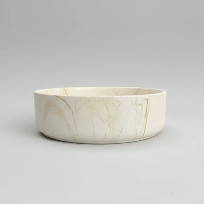 405*405*130mm Matte White with Delicate Stone-look Veining Above Counter Basin