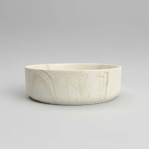 405*405*130mm Matte White with Delicate Stone-look Veining Above Counter Basin