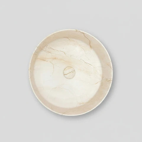 405*405*130mm Matte White with Delicate Stone-look Veining Above Counter Basin