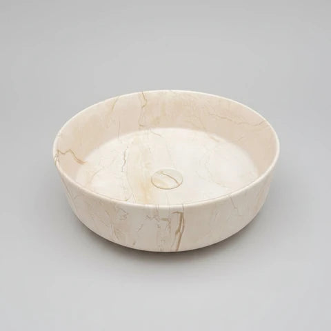 405*405*130mm Matte White with Delicate Stone-look Veining Above Counter Basin