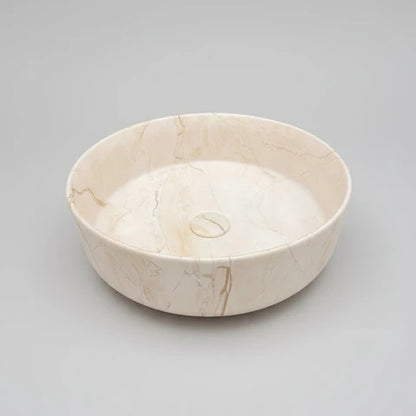 405*405*130mm Matte White with Delicate Stone-look Veining Above Counter Basin