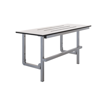 Accessible Folding Shower Seat - 960mmL x 400mmW with 13mm Off White Phenolic Seat Top with Handle and Satin Stainless Steel Frame