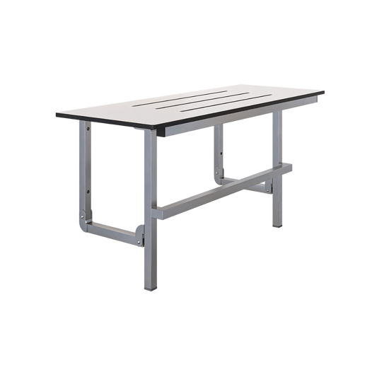 Accessible Folding Shower Seat - 960mmL x 400mmW with 13mm Off White Phenolic Seat Top with Handle and Satin Stainless Steel Frame