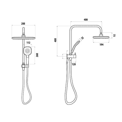 Square Twin Shower Self Cleaning Head BOXED - Chrome