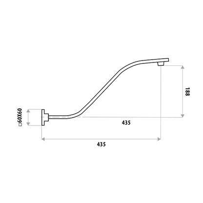450mm Square Upswept Shower Arm with flange - Chrome