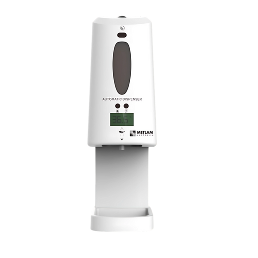 Automatic Temperature & Sanitiser Dispenser - Finish: White ABS Plastic