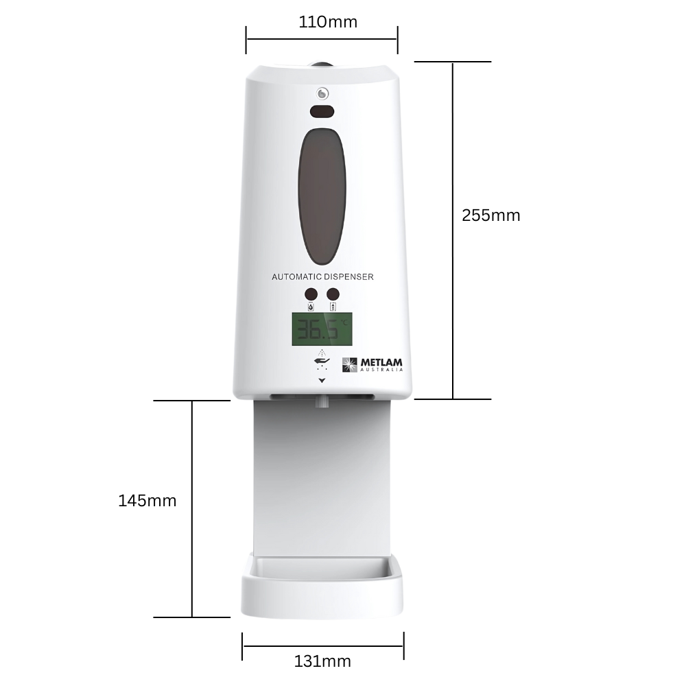 Automatic Temperature & Sanitiser Dispenser - Finish: White ABS Plastic