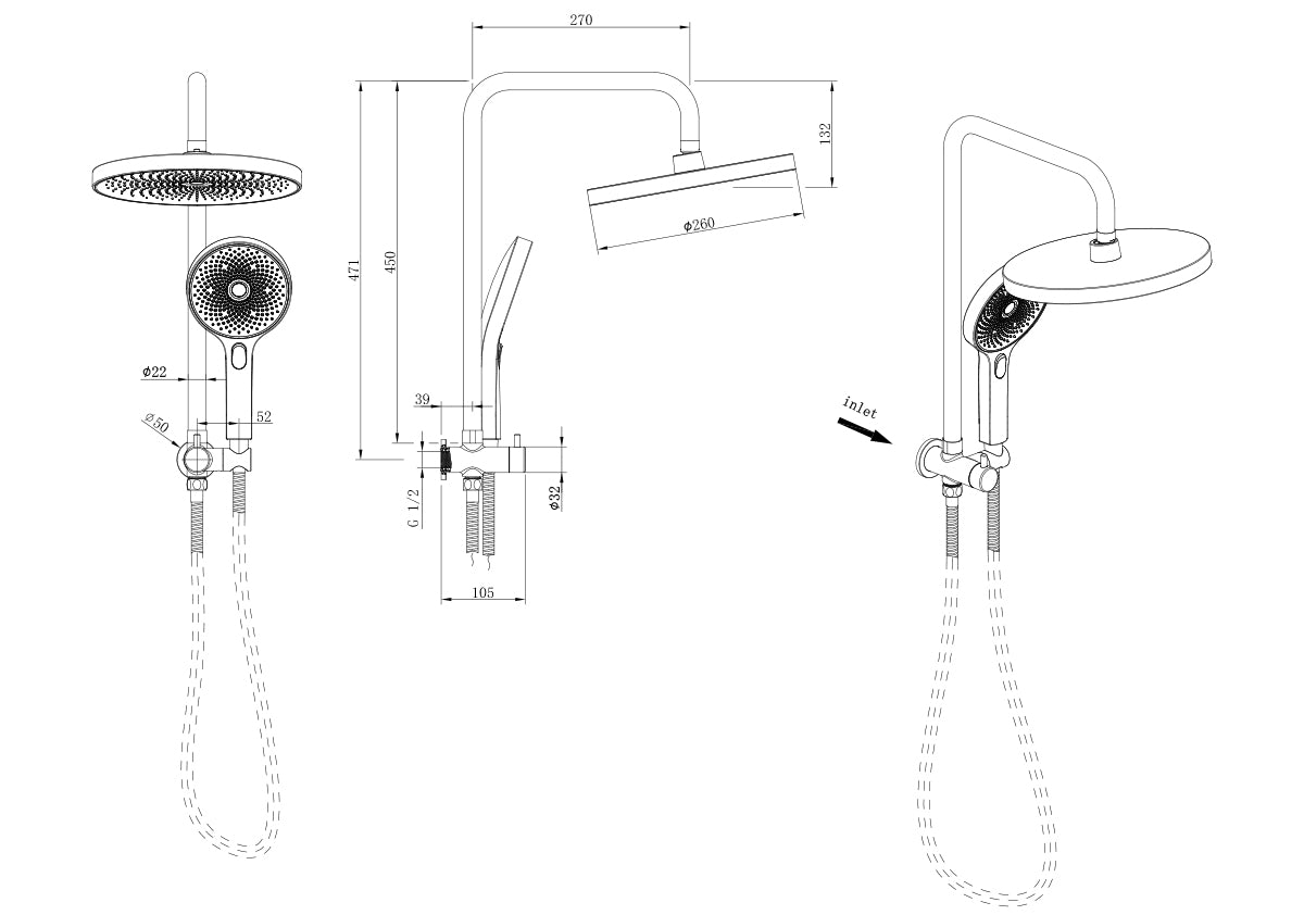 The Gabe Twin Shower  - Chrome