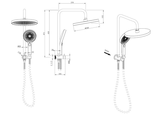 The Gabe Twin Shower  - Matte Black