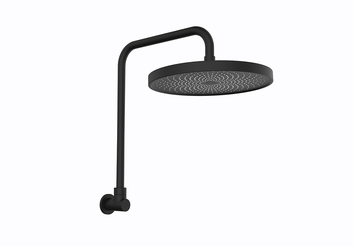 The Gabe Gooseneck Wall Shower Arm & 260mm Head  - Matte Black