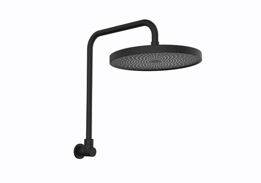The Gabe Gooseneck Wall Shower Arm & 260mm Head  - Matte Black