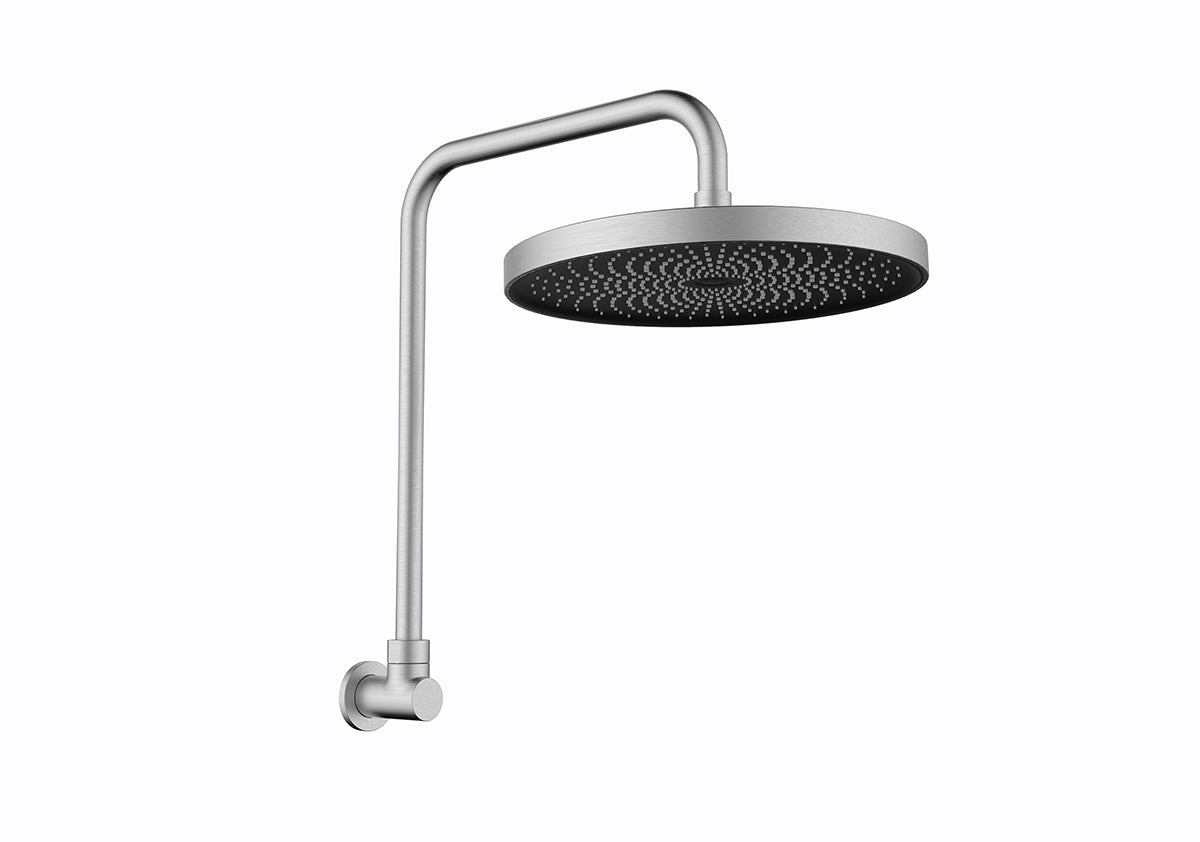 The Gabe Gooseneck Wall Shower Arm & 260mm Head  - Brushed Nickel