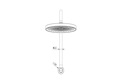 The Gabe Gooseneck Wall Shower Arm & 260mm Head  - Chrome