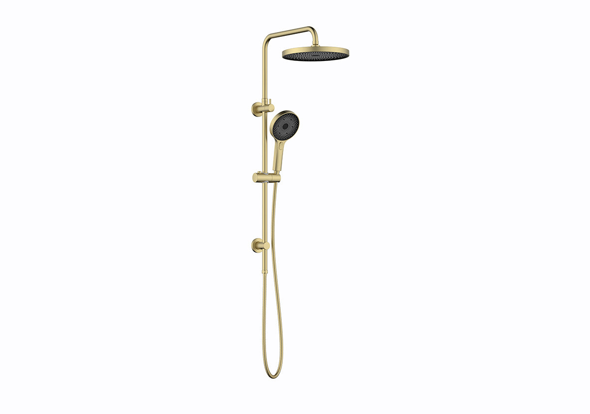 The Gabe Twin Shower With Rail   - Brushed Gold