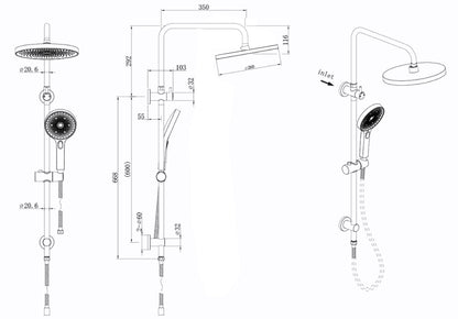 The Gabe Twin Shower With Rail   - Matte Black
