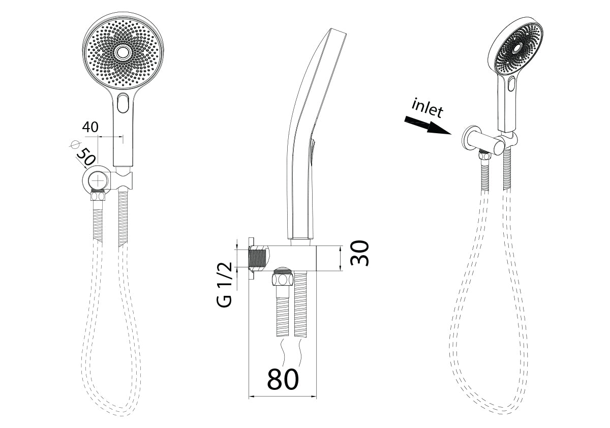 The Gabe Hand Shower With Wall Bracket  - Matte Black