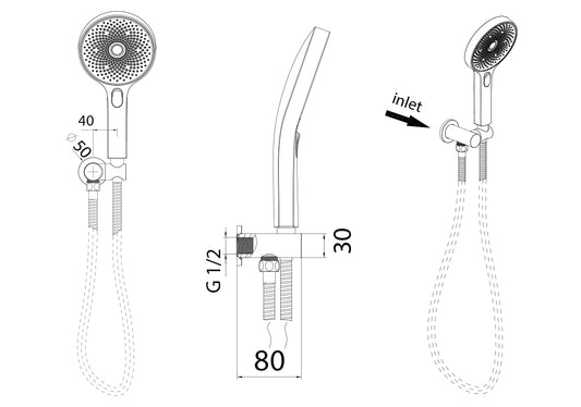 The Gabe Hand Shower With Wall Bracket  - Brushed Nickel