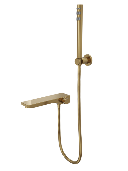 Tara Bath Spout with Divertor and Hand Shower - Brushed Brass