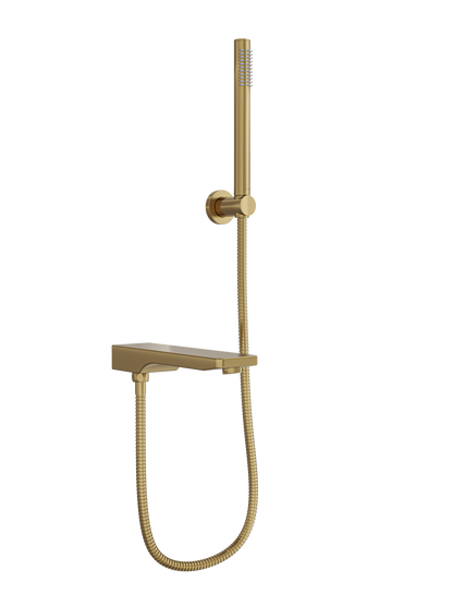 Tara Bath Spout with Divertor and Hand Shower - Brushed Brass