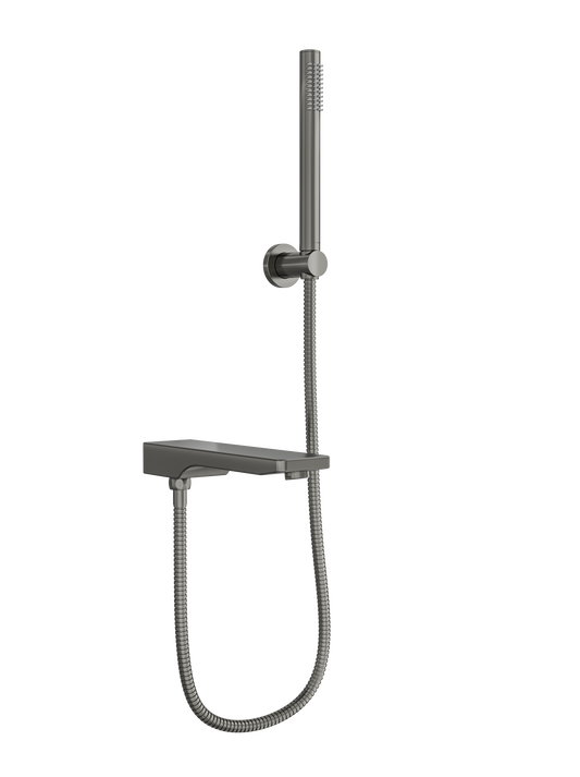 Tara Bath Spout with Divertor and Hand Shower - Gunmetal
