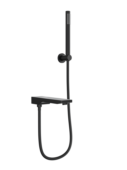 Tara Bath Spout with Divertor and Hand Shower - Matte Black