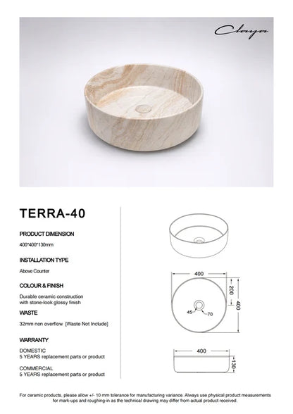 405*405*130mm Stone-look Glossy Finish Above Counter Basin
