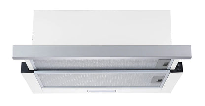 600mm SS Telescopic Rangehood - Ducted Only (43mm Fascia), 220m³/hr, LED lights