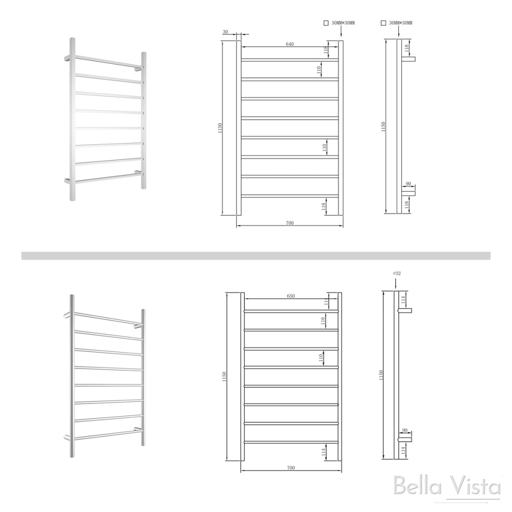 Square Towel Ladder 1150x700mm