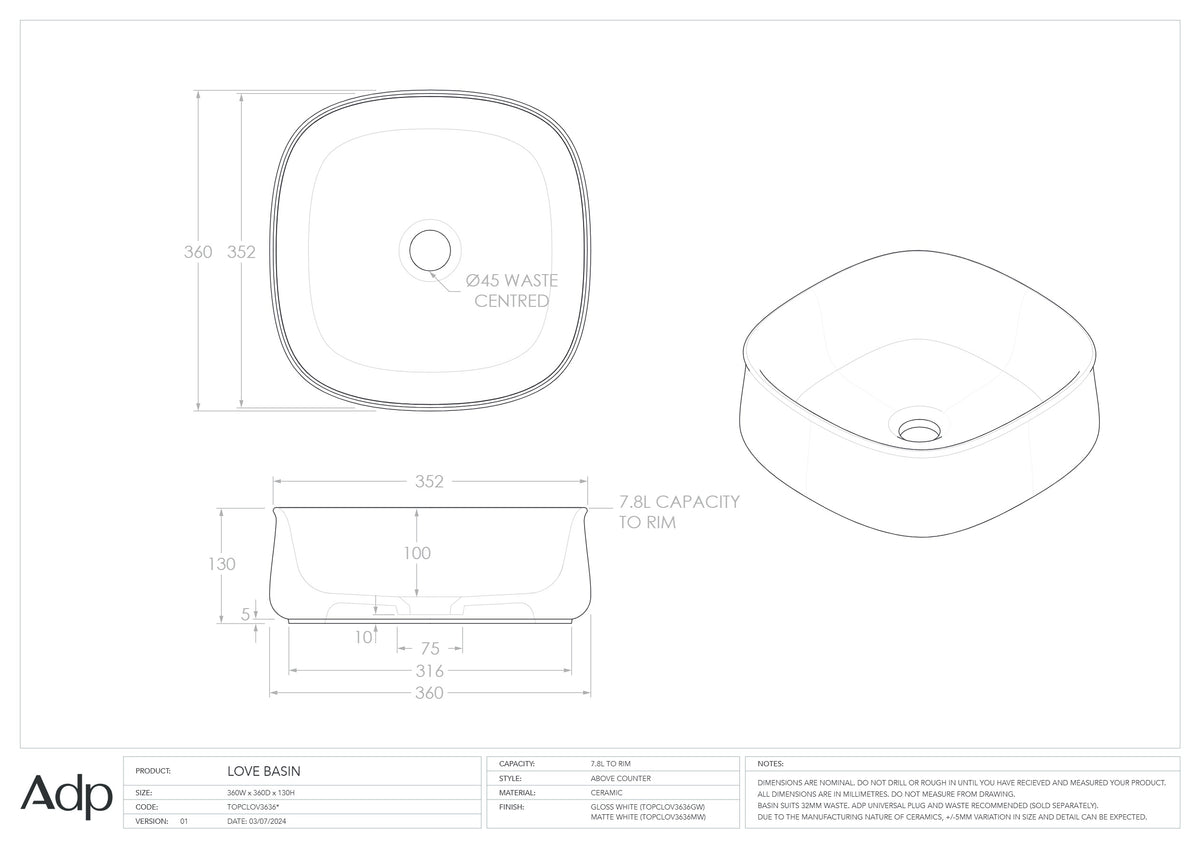 TOPCLOV3636GW
