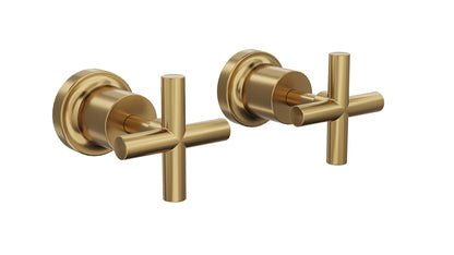 Tre Cross Handle Wall Top Assemblies - Brushed Brass