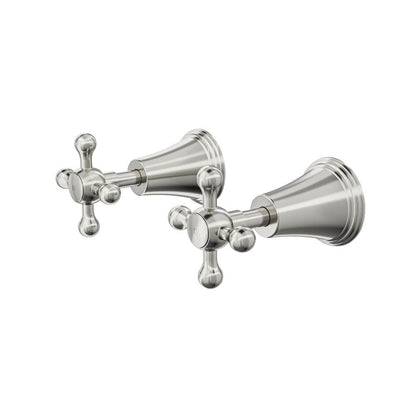 Vintage Cross Handle Wall Top Assemblies - Brushed Nickel