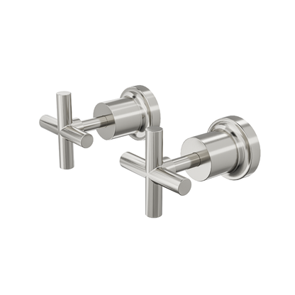Tre Cross Handle Wall Top Assemblies - Brushed Nickel