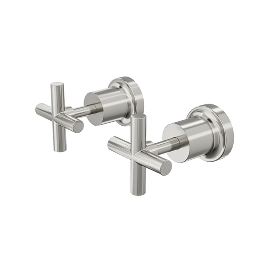 Tre Cross Handle Wall Top Assemblies - Brushed Nickel