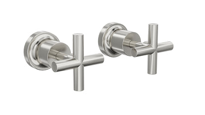 Tre Cross Handle Wall Top Assemblies - Brushed Nickel